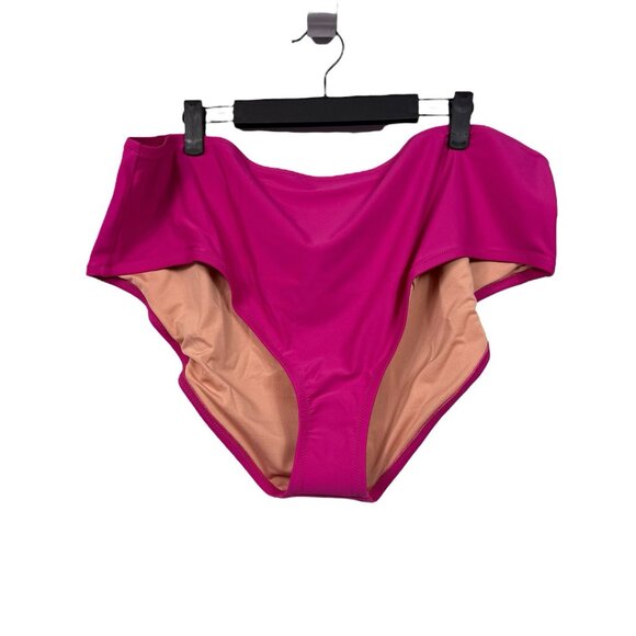 J Crew Womens Plus Sz 3X High Rise Full Coverage Bikini Bottom Pink Stretch NWT - Picture 1 of 6